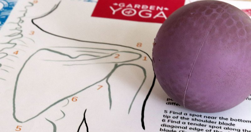 Shoulder Self Massage Guide and a purple ball